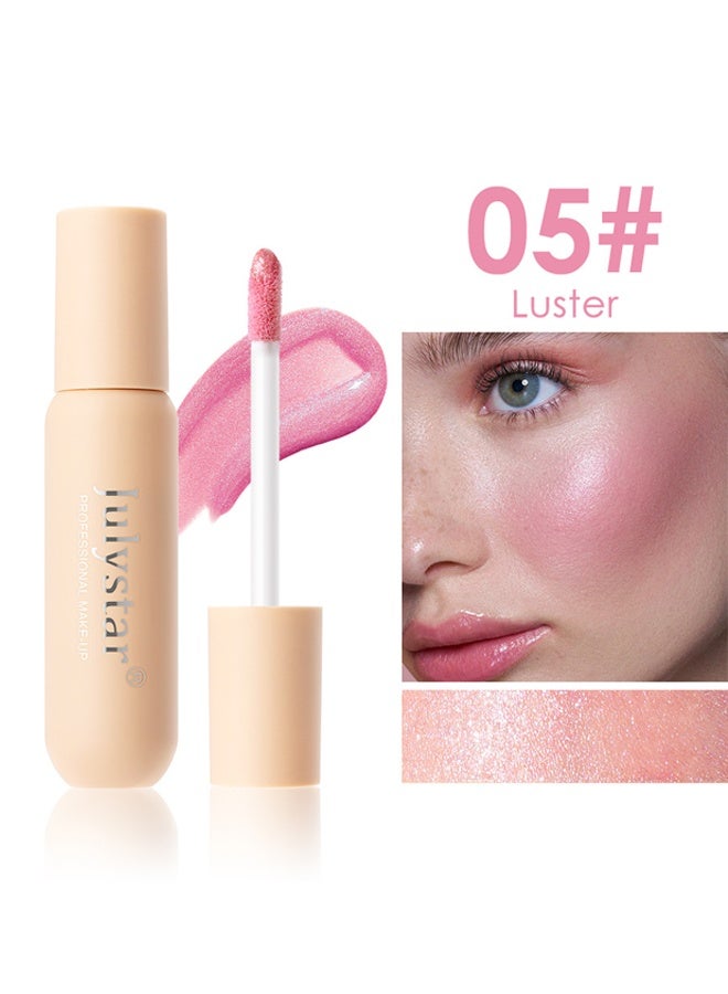 Julystar Blusher, Pearlescent Blush Fluid-Shimmery Multi-Use Liquid Blush, Highlighter for Radiant, Glowing Skin, Dewy Cheeks Luminous Glow Clean Beauty Vegan & Cruelty-05#Luster - Image 2